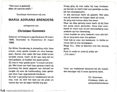 Maria Adriana Brenders Christiaan Gommers