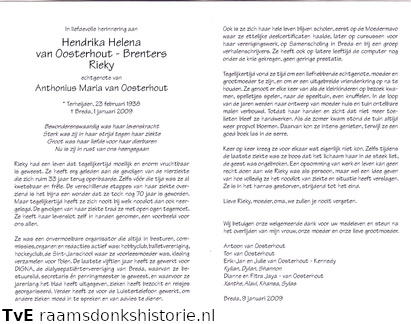 Hendrika Helena Brenters Anthonius Maria van Oosterhout