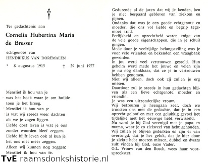 Cornelia Hubertina Maria de Bresser Hendrikus van Doremalen