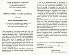 Johanna Gerdina Cornelia van Britsem Pieter Wilhelm van der Horn