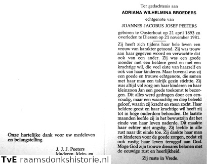 Adriana Wilhelmina Broeders Joannes Jacobus Josef Peeters