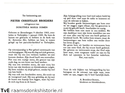 Pieter Christiaan Broeders Dorothea Maria Oomen