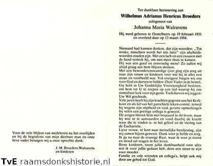 Wilhelmus Adrinaus Henricus Broeders Johanna Maria Walravens
