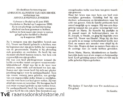 Adrianus Aloysius van den Broek Ardina Josephina Jonkers