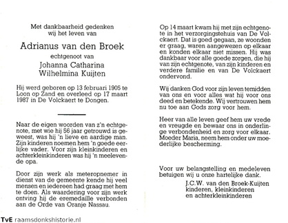 Adrianus van den Broek Johanna Catharina Wilhelmina Kuijten