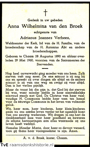 Anna Wilhelmina van den Broek Adrianus Joannes Verhees