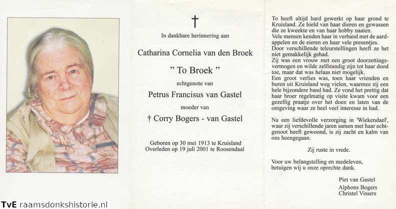 Catharina Cornelia van den Broek Petrus Franciscus van Gastel