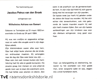 Jacobus Petrus van den Broek-Wilhelmina Adriana van Gemert