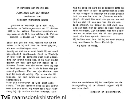 Johannes van den Broek Elisabeth Wilhelmina Klerkx