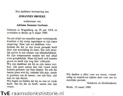 Johannes Broeke Adriana Susanna Gorissen