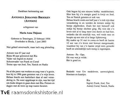 Antonius Johannes Broeken Maria Anna Thijssen