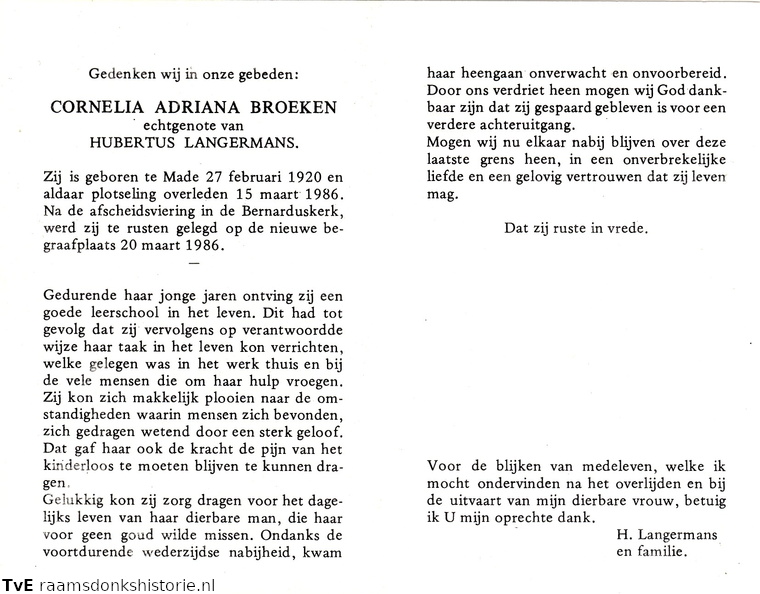 Cornelia Adriana Broeken Hubertus Langermans