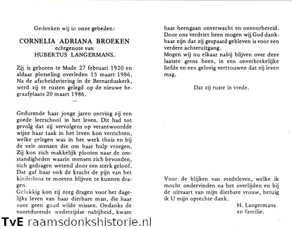 Cornelia Adriana Broeken Hubertus Langermans