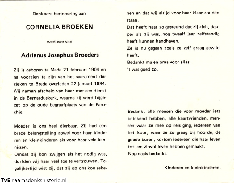 Cornelia Broeken Adrianus Josephus Broeders