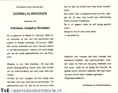 Cornelia Broeken Adrianus Josephus Broeders