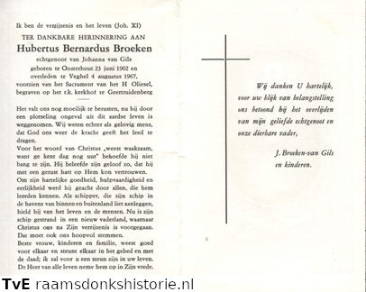 Hubertus  Bernardus Broeken Johanna van Gils