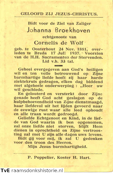 Johanna Broekhoven Cornelis de Wolf