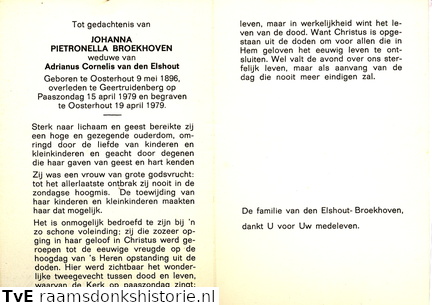 Johanna Pieternella Broekhoven Adrianus Cornelia van den Elshout