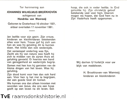 Johannes Wilhelmus Broekhoven Hendrika van Wanrooij