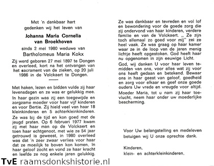 Broekhoven van, Johanna Maria Cornelis  Bartholomeus Maria Kokx