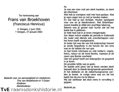 Franciscus Henricus van Broekhoven Tiny in t Groen