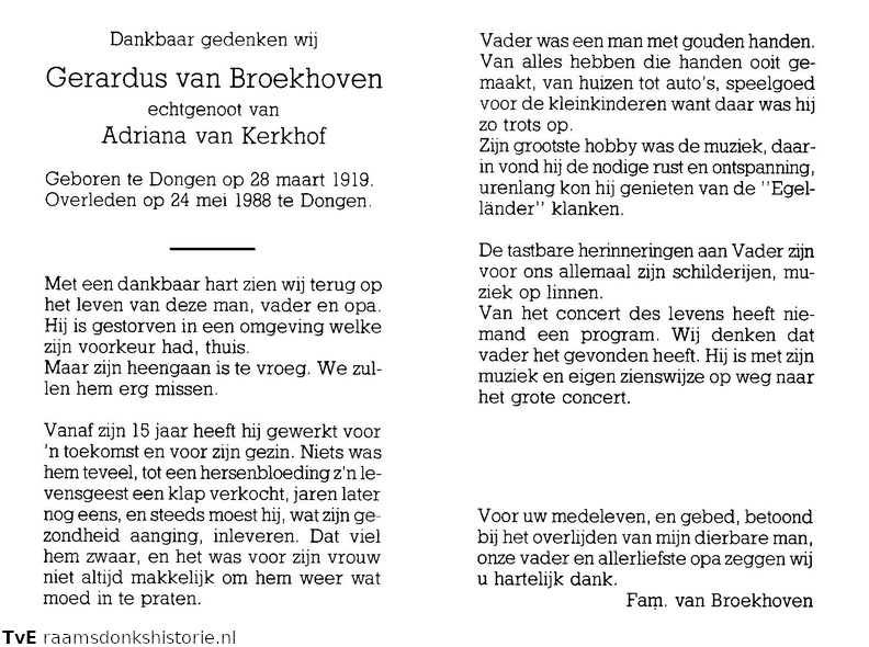 Gerardus van Broekhoven Adriana van Kerkhof