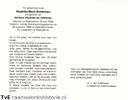 Hendrika Maria Broekmans Adrianus Johannes van Velthoven