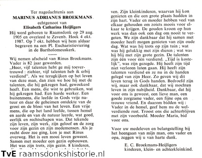 Marinus Adrianus Broekmans Elisabeth Catharina Heijligers