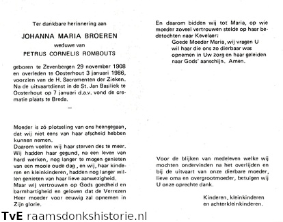 Johanna Maria Broeren Petrus Cornelis Rombouts