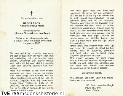 Adrianus Petrus Maria Brok Johanna Elisabeth van den Bergh