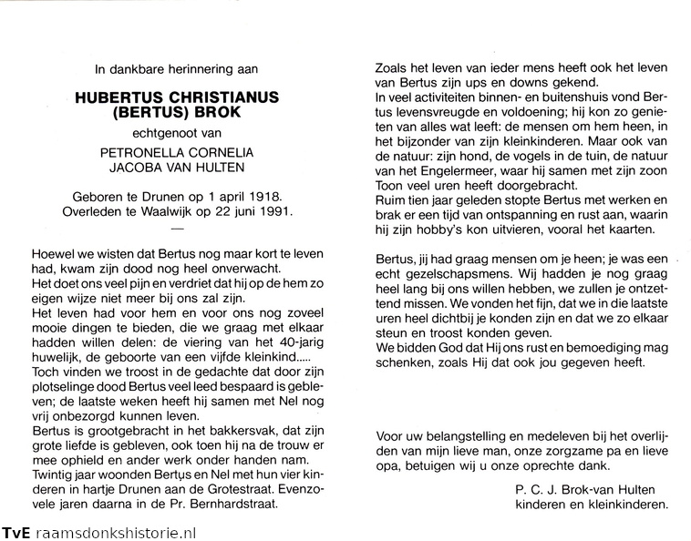 Hubertus Christianus Brok Petronella Cornelia Jacoba van Hulten