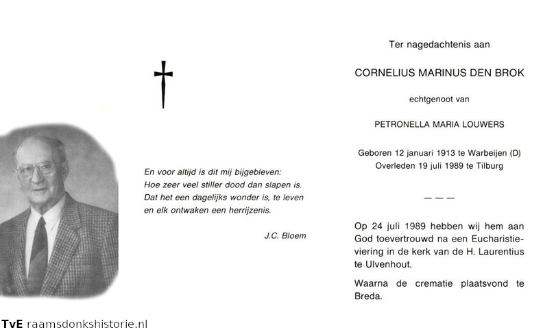 Cornelius Marinus den Brok Petronella Maria Louwers
