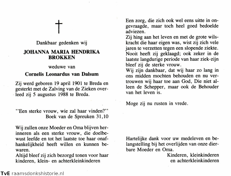 Johanna Maria Hendrika Brokken Cornelis Leonardus van Dalsum