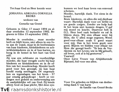 Johanna Adriana Cornelia Broks Cornelis van Gestel