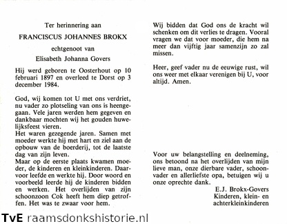Franciscus Johannes Brokx Elisabeth Johanna Govers