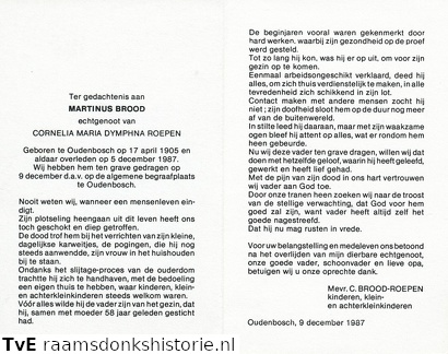 Martinus Brood Cornelia Maria Dymphna Roepen