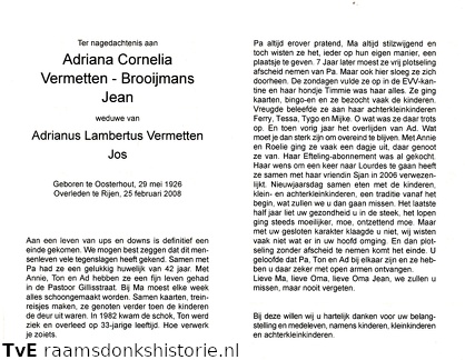 Adriana Cornelia Brooijmans Adrianus Lambertus Vermetten