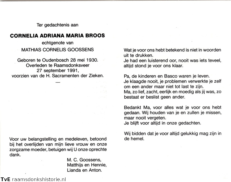 Cornelia Adriana Maria Broos Mathias Cornelis Goossens