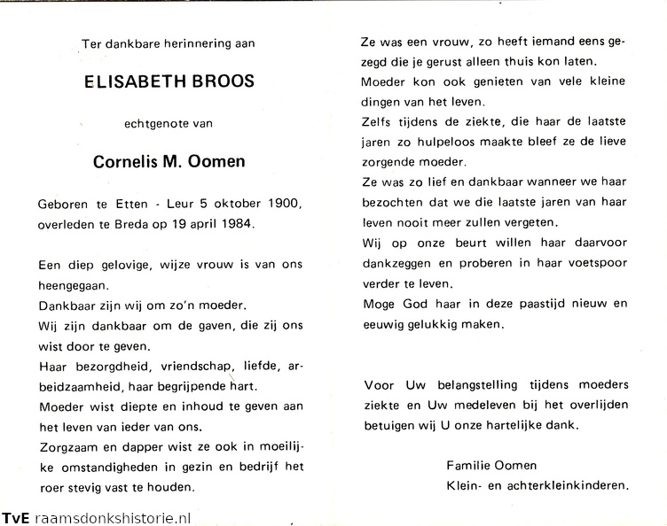 Elisabeth Broos Cornelis M Oomen