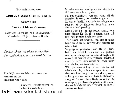 Adriana Maria de Brouwer Cornelis Adrianus Goossens