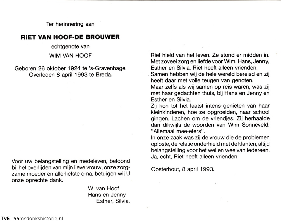 Riet de Brouwer Wim van Hoof