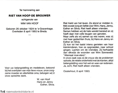 Riet de Brouwer Wim van Hoof