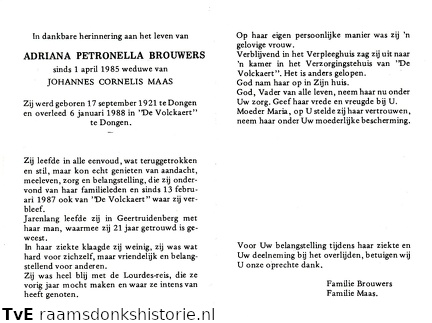 Adriana Petronella Brouwers Johannes Cornelis Maas