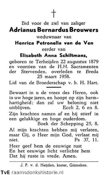 Adrianus Bernardus Brouwers Henrica Petronella van de Ven  Elisabeth Anna Schiltmans