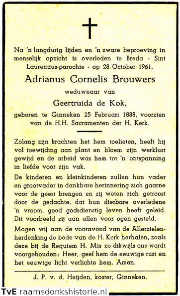 Adrianus Cornelis Brouwers Geertruida de Kok