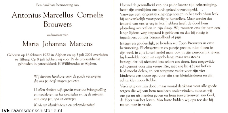 Antonius Marcellus Cornelis Brouwers Maria Johanna Martens