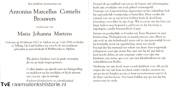 Antonius Marcellus Cornelis Brouwers Maria Johanna Martens