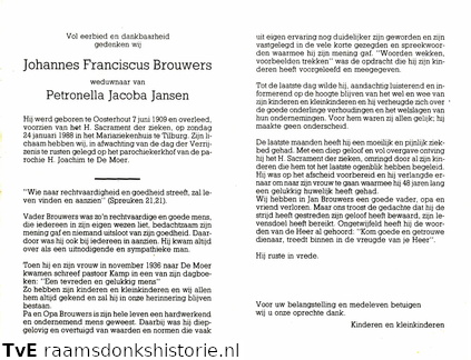 Johannes Franciscus Brouwers Petronella Jacoba Jansen