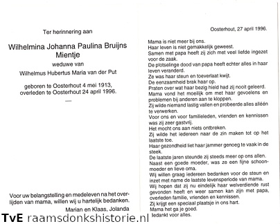 Wilhelmina Johanna Paulina Bruijns Wilhelmus Hubertus Maria van der Put