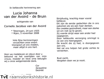Lucia Johanna de Bruin Cornelis Jacobus van der Avoird